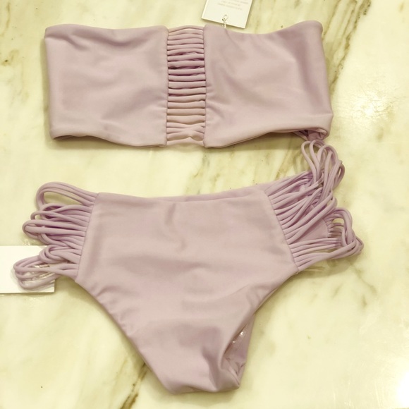 MIKOH Sunset Skinny String Bandeau Bikini NWT - Picture 3 of 5